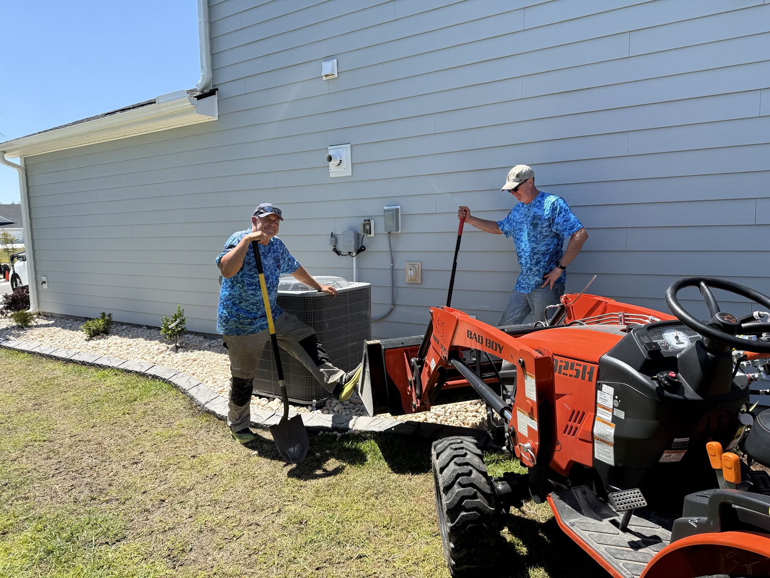 GroundWorx crew completing a landscape installation in Longs, South Carolina