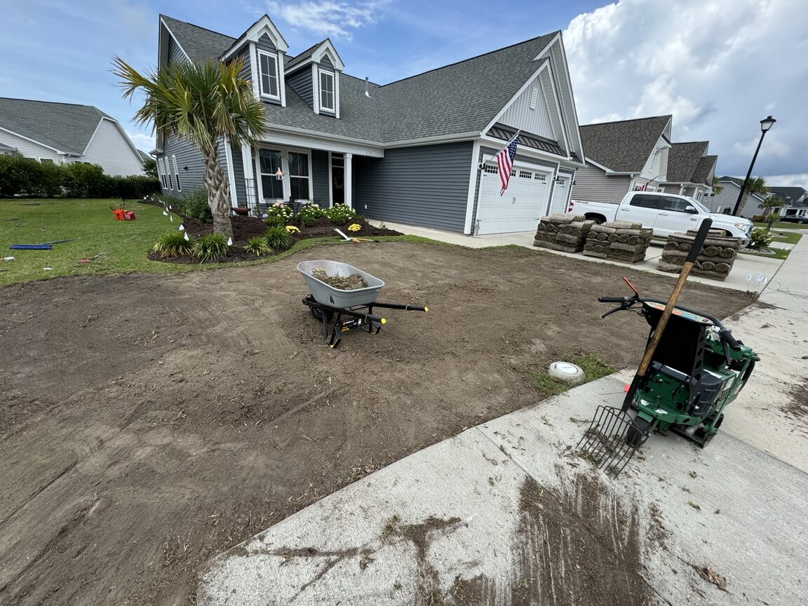 Ground preparation during sod installation